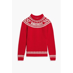 Jacquard-knit wool-blend sweater