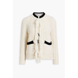Fringed cable-knit cardigan