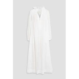 Pippa shirred cotton-voile maxi dress