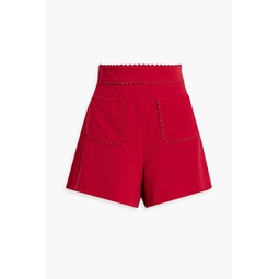Picot-trimmed crepe shorts