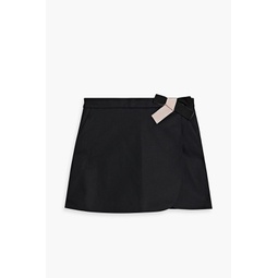 Skirt-effect bow-detailed cotton-blend shorts