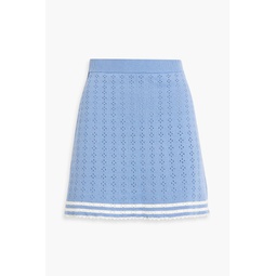 Serena pointelle-knit cotton mini skirt