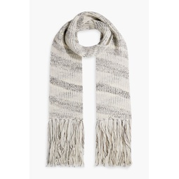 Tasseled striped ribbed-knit scarf
