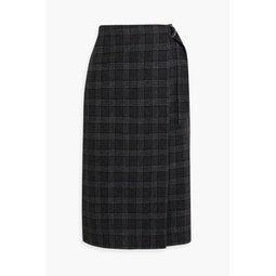 Joline Prince of Wales checked wool-blend wrap skirt