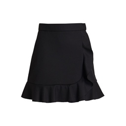 Ruffled drill mini skirt