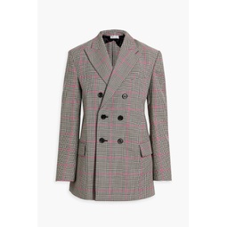 Double-breasted Prince of Wales checked tweed blazer