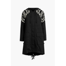 Convertible embroidered cotton-twill hooded parka