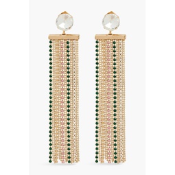 Fringed gold-tone crystal clip earrings