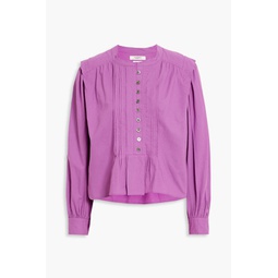 Okina pintucked cotton-voile blouse