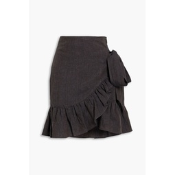 Tempster ruffled linen mini wrap skirt