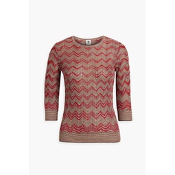 Metallic crochet-knit sweater