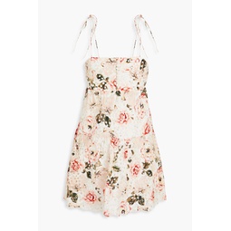 Floral-print broderie anglaise cotton mini dress
