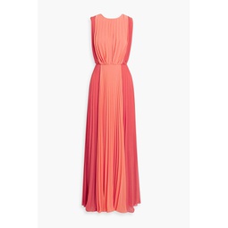 Pleated two-tone chiffon gown