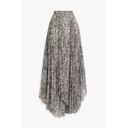 Alena asymmetric zebra-print chiffon maxi skirt