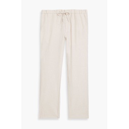 Oscar herringbone linen and cotton-blend drawstring pants