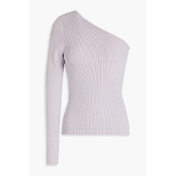 One-sleeve ribbed-knit sweater