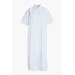 Pinstriped cotton-blend poplin midi shirt dress
