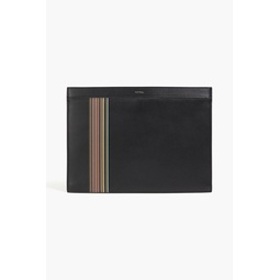 Striped leather pouch
