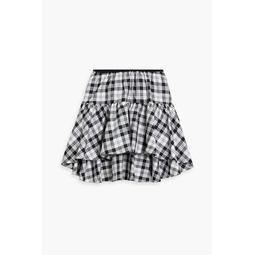 Ruffled checked taffeta mini skirt