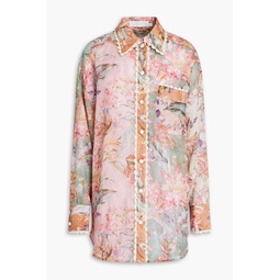 Floral-print ramie shirt