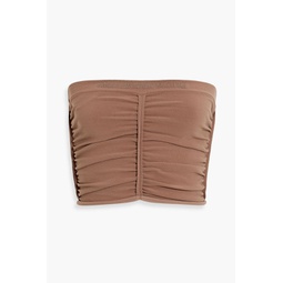 Strapless cropped ruched jersey top