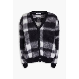 Checked mohair-blend cardigan