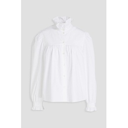 Ruffled stretch-cotton poplin blouse