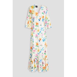 Floral-print broderie anglaise cotton maxi dress