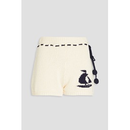 Intarsia cotton shorts