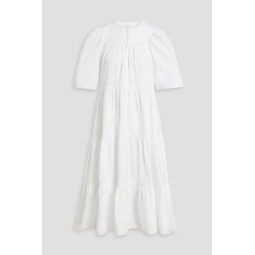 Tiered cotton-poplin midi dress