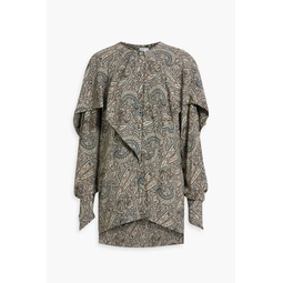 Cape-effect printed crepe blouse