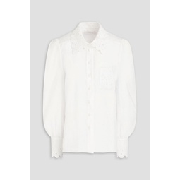Broderie anglaise-trimmed linen shirt