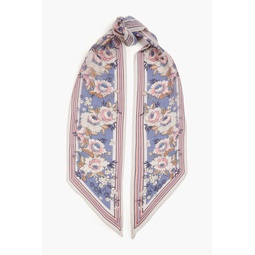 Floral-print cotton and silk-blend scarf