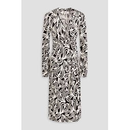 Bogna wrap-effect printed Lyocell and wool-blend jersey dress