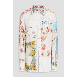 Patchwork floral-print cotton shirt