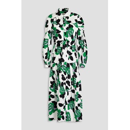 Lux floral-print stretch-cotton poplin midi shirt dress