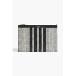 Houndstooth pebbled-leather pouch