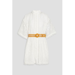 Belted broderie anglaise mini dress