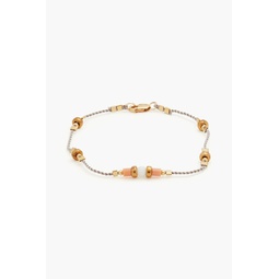 Burnished gold-tone, bead and cord bracelet