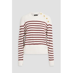 Brianne button-detailed striped cotton and cashmere-blend sweater