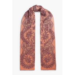 Printed silk-voile scarf