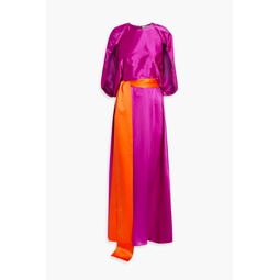 Milena cape-effect silk-satin maxi dress