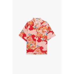 Aloha floral-print satin-crepe shirt