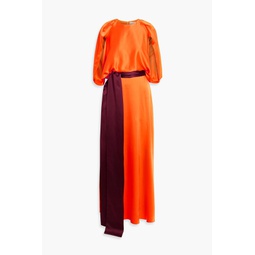 Milena cape-effect silk-satin gown