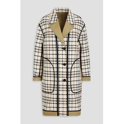 Reversible checked cotton-blend twill and canvas coat