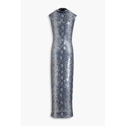 Luna sequined snake-print tulle gown