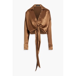 Parker tie-front cropped satin shirt