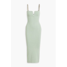 Ophelia chain-trimmed ribbed-knit midi dress