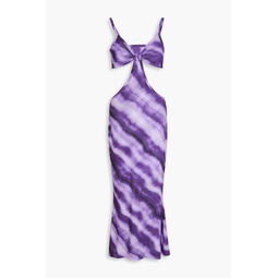 Kumi cutout tie-dyed stretch-mesh midi dress