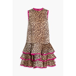Ruffled leopard-print silk-crepe mini dress